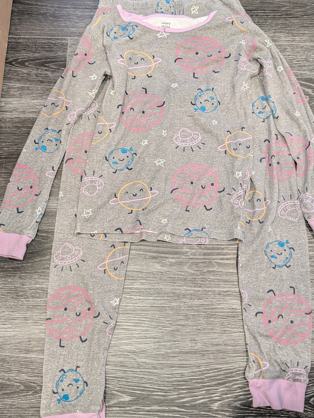 Carter's Girls' Gray Pink Planet Print Pajama Set